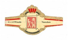 Abonné - Reclamebandje H vd Woude, Veendam (zwarte boord, stemt tevrêe Holland)