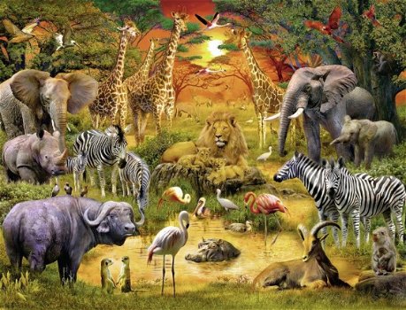 Ravensburger - Gathering at the Waterhole - 2000 Stukjes Nieuw - 1