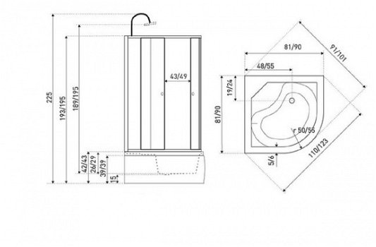 Sanifun complete douchecabine Italo 900 x 900 - 2