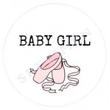 Witte stickers baby girl Ø4cm - 48 stuks allerleileuksgroothandel