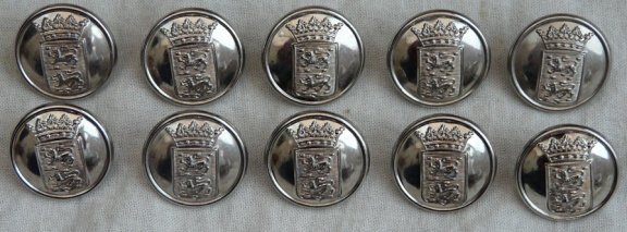 Knopen Lotje, Uniform, Provincie Friesland, Zilver, 24mm, 10 stuks.(Nr.7) - 0