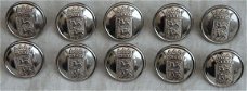 Knopen Lotje, Uniform, Provincie Friesland, Zilver, 24mm, 10 stuks.(Nr.7)