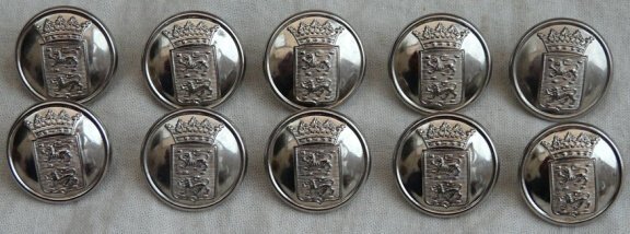 Knopen Lotje, Uniform, Provincie Friesland, Zilver, 24mm, 10 stuks.(Nr.7) - 1