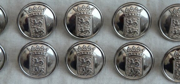 Knopen Lotje, Uniform, Provincie Friesland, Zilver, 24mm, 10 stuks.(Nr.7) - 2