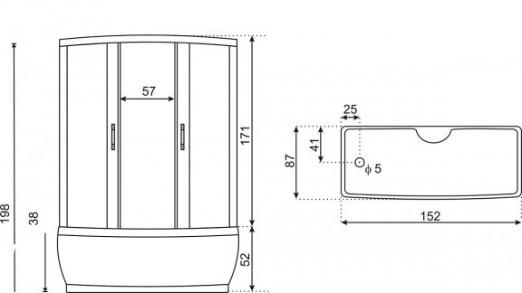 Sanifun douche-badcombinatie Giampaolo 152 x 87. - 4