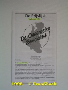 [1998] De Elektronika Prijslijst 1998/2000, De Onderdelen Specialist!