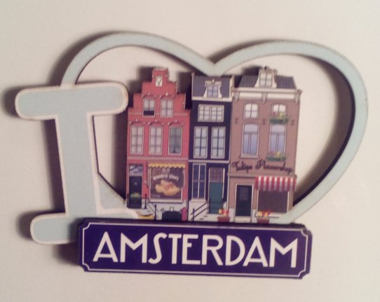 I Love Amsterdam hart magneet met huizen (nieuw) - nr. 1