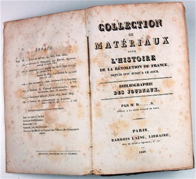 [Franse Revolutie] 1829 Bibliographie des Journaux - Kranten - 1