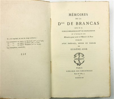 Mémoires de la Dsse De Brancas 1890 Asse 1/340 ex. ongelezen - 1