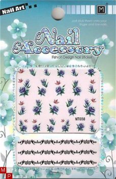 Nagel water Stickers bloem NT038 Decals nail art gekleurd - 1