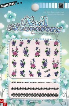 Nagel water Stickers rozen NT053 Decals nail art gekleurd - 1