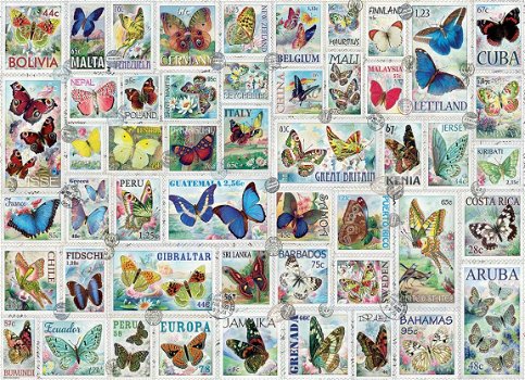Eurographics - Butterflies - Vintage Stamps - 500 XL Stukjes - 1