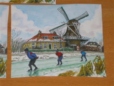 3D plaatjes --- WINTER --- SCHAATSEN bij de MOLEN - 2