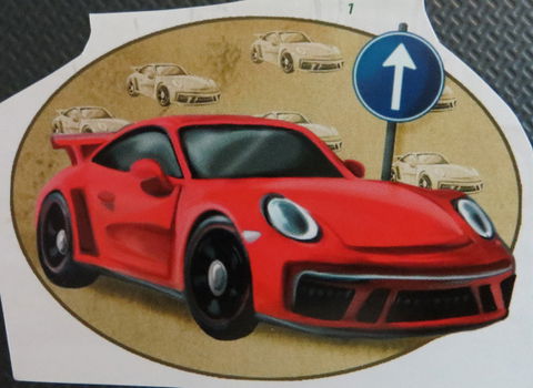 3D plaatjes --- VERVOER --- SPORTAUTO bij het VERKEERSBORD --- ROOD GEKLEURD - 2