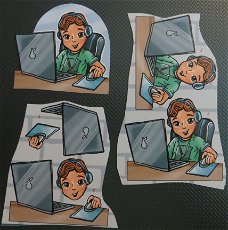 3D plaatjes --- TIENERS --- JONGEN ZIT ACHTER de LAPTOP