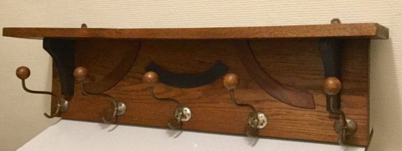 Stijlvolle art deco kapstok, eikenhout, leuke details - Afbeelding 2