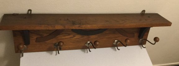 Stijlvolle art deco kapstok, eikenhout, leuke details - Afbeelding 6