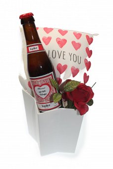 Valentijn cadeau met Bier met tekst etiket