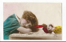 Oude kaart uit 1922 : Kind met pop