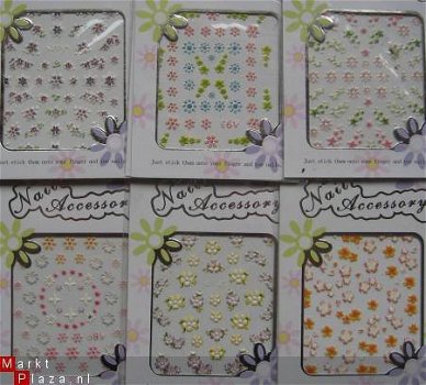 10 X Gekleurd 3D Nagel stickers nr:5 Glitters White nail art - 3