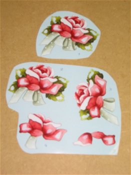 3D plaatjes --- BLOEMEN --- ROOS (bordeaux-rood) met een GRIJS LINT - 1