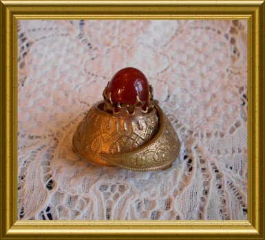 Mooie oude kleine broche met rode steen // vintage little brooch with red stone - 5