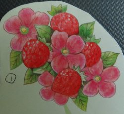 3D plaatjes --- BLOEMEN --- AARDBEIENPLANTJE met RODE BLOEMEN