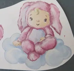 3D plaatjes --- BABY / PEUTER ZIT op een WOLK