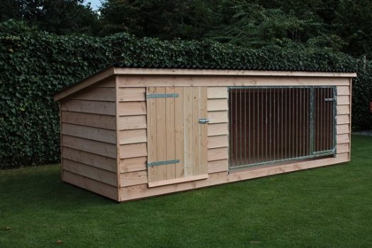 Exclusieve Douglas hondenkennel met nachthok blank - 7