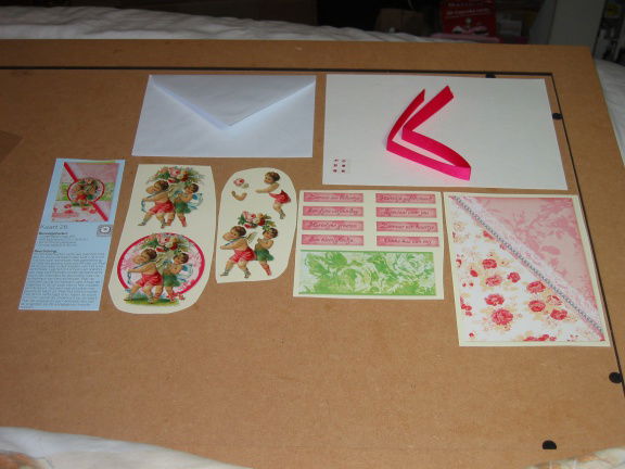 Vintage nr. 26 --- 3D SET voor WENSKAART --- 2 ENGELTJES met BLOEMEN - nr. 1