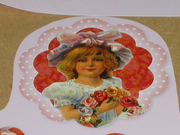 Vintage nr. 19 --- PIRAMIDE SET voor WENSKAART --- MEISJE met ROZEN - Afbeelding 3