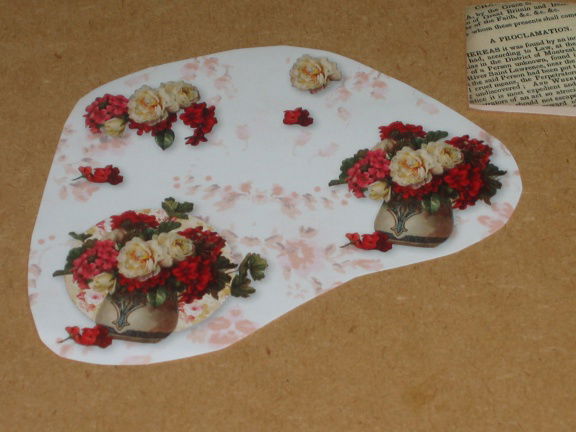 Vintage nr. 15B --- 3D SET voor WENSKAART --- BOEKET BLOEMEN in een VAAS - Afbeelding 2