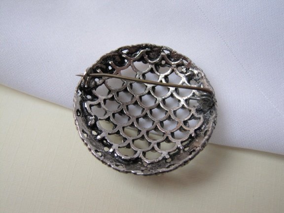 Broche antiek zilverkleurig vol zaadparel kraaltjes 3.9x3.9 cm - Afbeelding 5