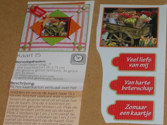 Kaart nr. 15 --- SET voor WENSKAART --- KAR GEVULD met HEEL VEEL BLOEMEN - Afbeelding 2