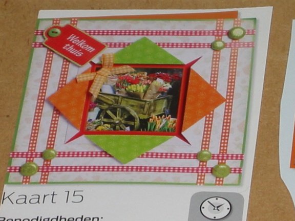 Kaart nr. 15 --- SET voor WENSKAART --- KAR GEVULD met HEEL VEEL BLOEMEN - Afbeelding 3