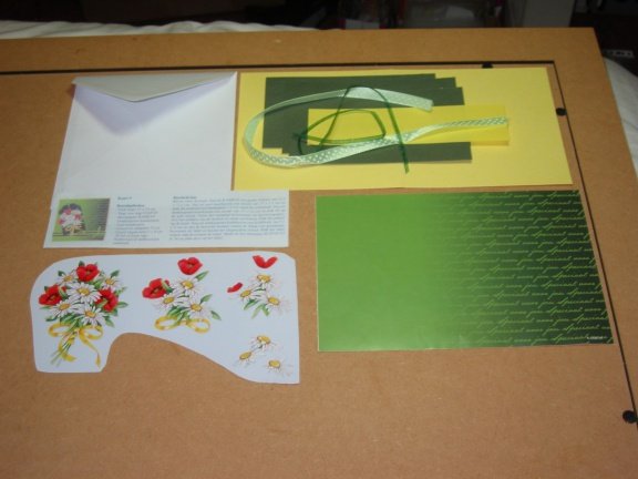 Kaart nr. 9 --- 3D SET voor WENSKAART --- BOEKET BLOEMEN met een STRIK - nr. 1