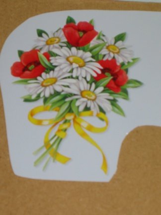 Kaart nr. 9 --- 3D SET voor WENSKAART --- BOEKET BLOEMEN met een STRIK - Afbeelding 3