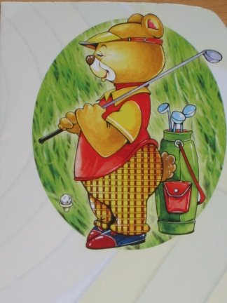 Kaart nr. 8 --- PIRAMIDE SET voor WENSKAART --- BEER GAAT GOLFEN - Afbeelding 3
