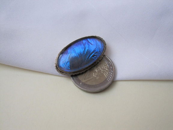 Broche zilverkleurig met blauwe butterfly wings Alfano Brasil 3.3x1.8 cm - Afbeelding 4