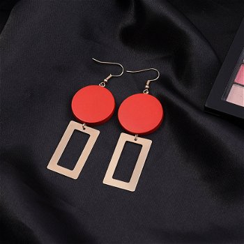 design oorbellen rood met goud fashion earrings 1001 oorbellen - 1