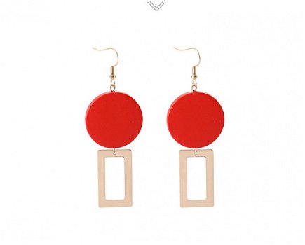 design oorbellen rood met goud fashion earrings 1001 oorbellen - 2