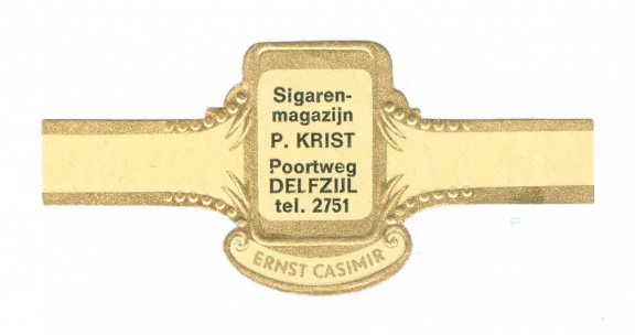 Ernst Casimir (type A) - Reclamebandje Sigarenmagazijn P Krist, Delfzijl - 1