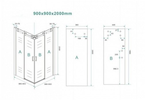 Sanifun douchecabine Connor 900 x 900 Z NANO - 2