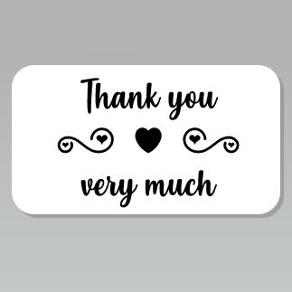 Zwart witte stickers thank you 60x30mm (10 stuks) - 1