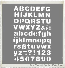 Letter sjabloon alfabet ronde letters ca. 25mm A4