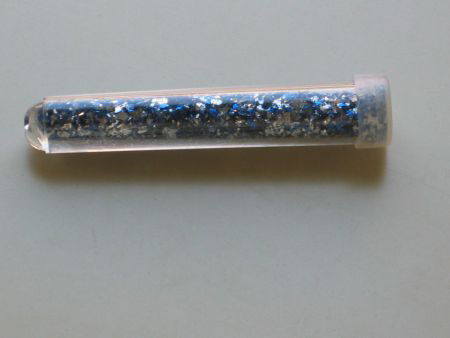 STROOI BUISJE --- VLOKJES --- BLAUW-ZILVER --- ca 7,3 x 1,3 cm - 1