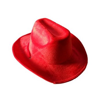 Suede cowboyhoed rood bij Stichting Superwens! - 1