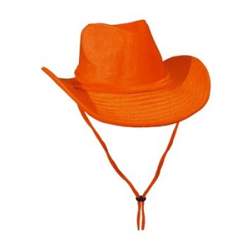 Suede cowboyhoed oranje bij Stichting Superwens! - 1