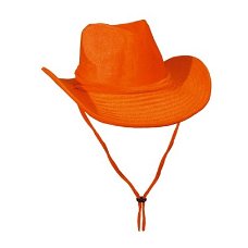 Suede cowboyhoed oranje bij Stichting Superwens!