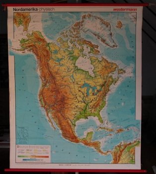 Schoolkaart van het werelddeel Noord-Amerika. - 1